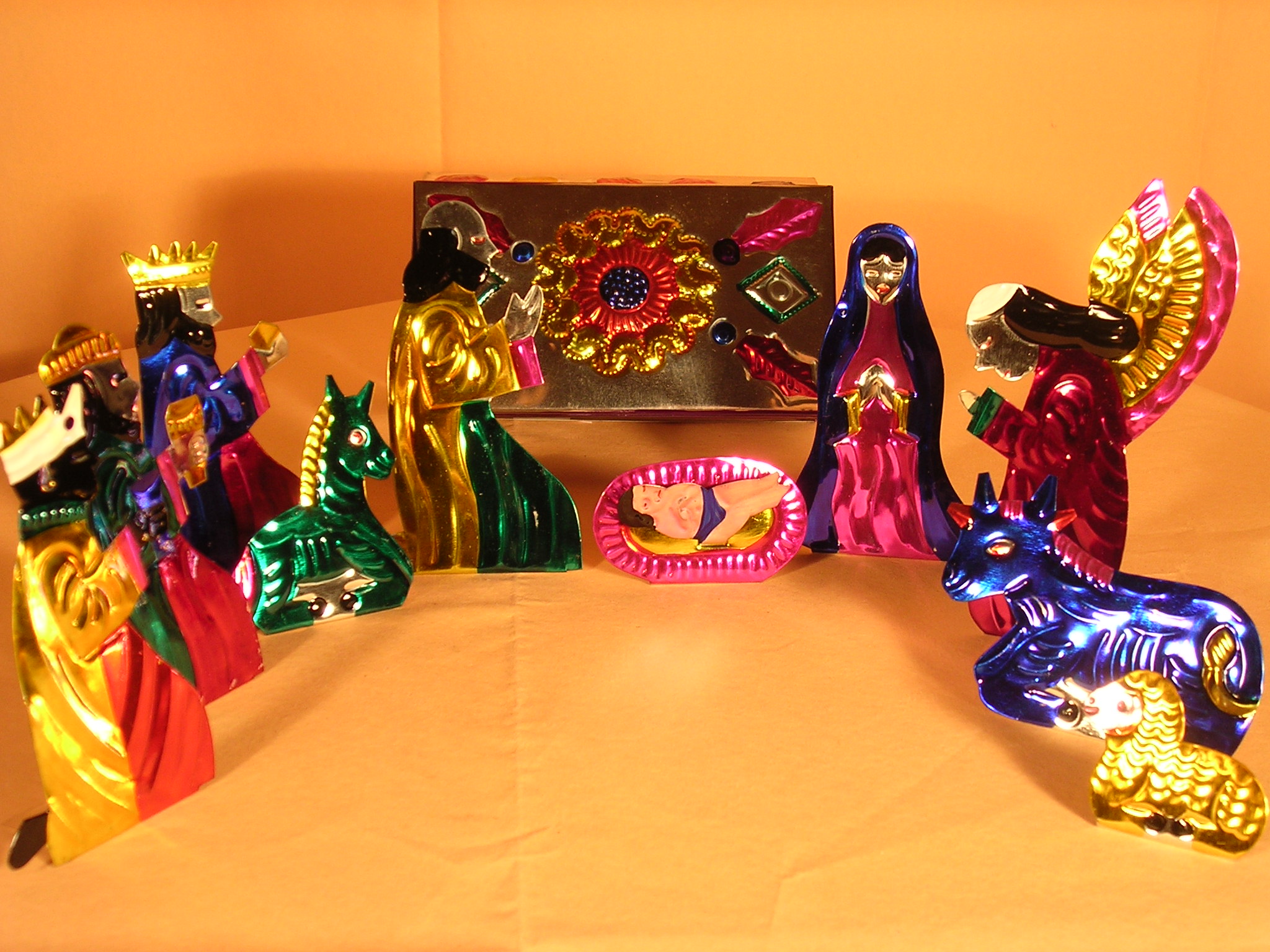 Krippenfiguren, Weißblech, bunt