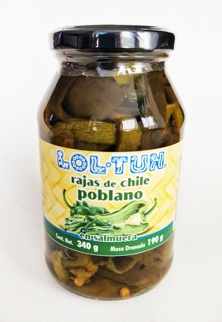 Rajas de Chile Poblano, Lol Tun, 340 g